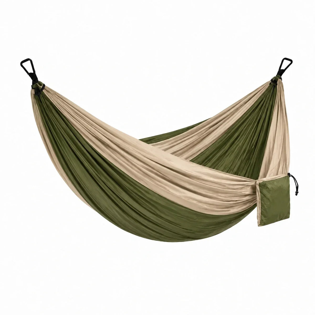 Hamaca de nailon 275x140cm verde/beige