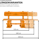 Mega Holz Gartenbank Rustikal Pinie Lasiert 200 cm - Massivholz Bank aus Kiefernholz - Fertig montierte Sitzbank für Terrasse, Garten & Balkon mit Rückenlehne - Für 4 Personen, wetterfest & robust