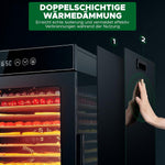 Deshidratador de alimentos Kwasyo de acero inoxidable, 12 bandejas, totalmente negro, control de temperatura de 30-90℃, temporizador de 24 horas, recetario para carne, frutas, verduras y hierbas, 900W, LT-09