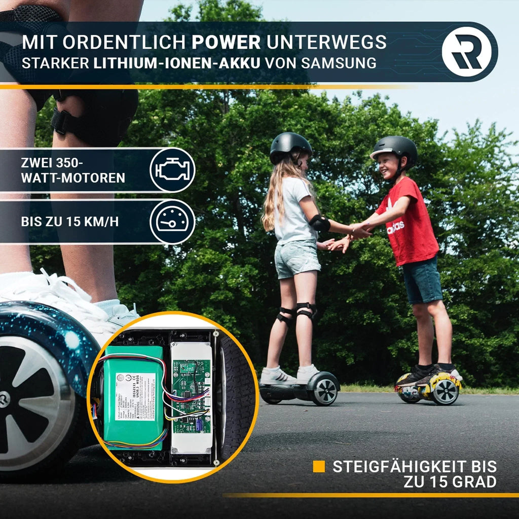 Hoverboard Robway W1 para niños, jóvenes y adultos, control por aplicación, 2 x 350 vatios, función de autoequilibrio, Bluetooth