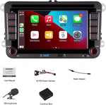 HLLECARMO Autorradio para VW Golf 5/6, pantalla táctil IPS de 7 pulgadas compatible con CarPlay y Android Auto para VW Polo 5 Jetta Passat Touran, con Bluetooth/AM/FM/SWC/USB/DSP/RDS/Mirror Link/Canbus
