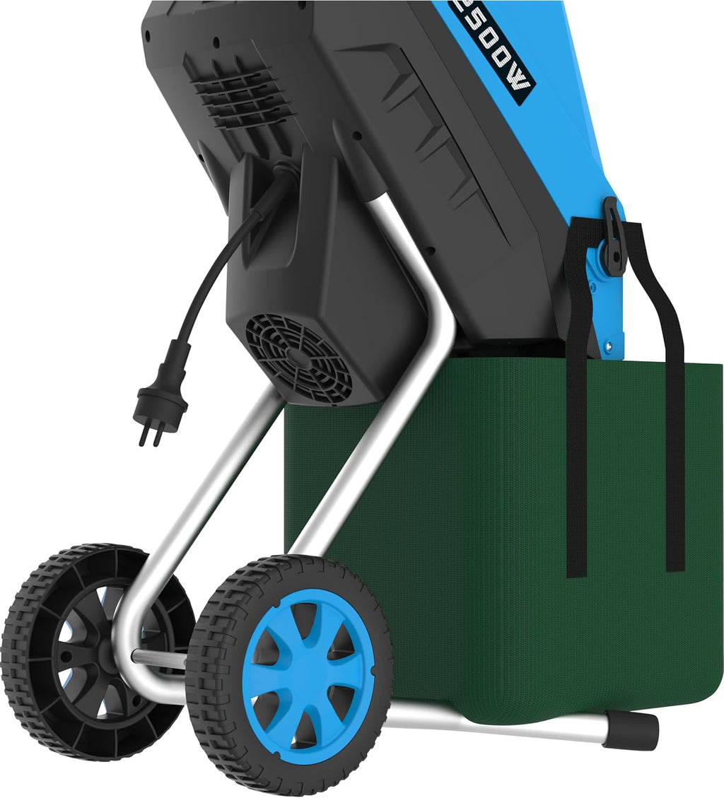 Güde Gartenhäcksler GH 2501 (2500 W, Messertechnik, wartungsarm, Selbsteinzug, Transporträder, Überlastsicherung, max. Astdicke 45 mm, inkl. Fangsack 45 L und Zuführhilfe)
