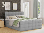 Sofnet Boxspringbett Best Lux mit Fußteil, 2 Bettkästen und Topper - Doppelbett, Bonell-Matratze, Polsterbett, Bett, Betten, Bettgestell, Schlafzimmer (Grau (Inari 91), 160 x 200 cm)