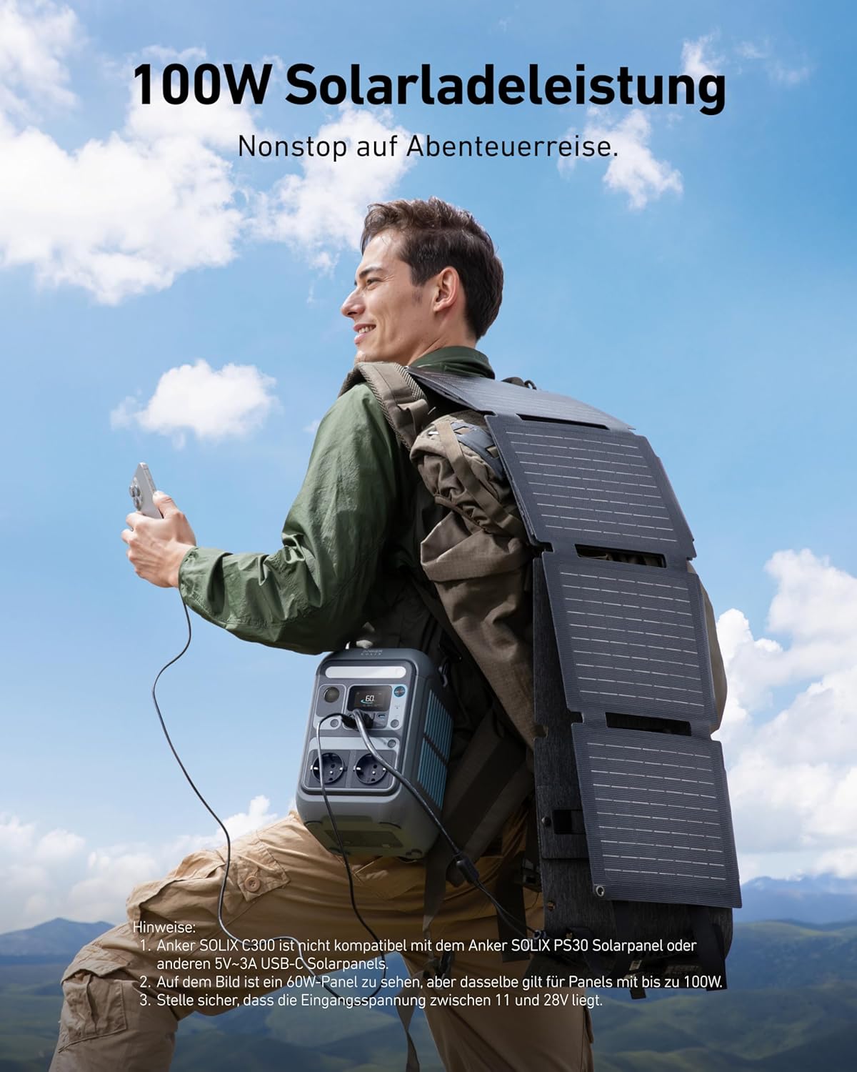 Anker SOLIX C300 Estación de energía, batería LiFePO4 de 288Wh, generador solar de 300W (pico de 600W) con funda protectora, carga rápida de 140W, estación de energía portátil para camping, viajes y emergencias (panel solar opcional)