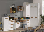 Marmex Grant G8+G15 - Eckschrank 91x235x91 cm, Bücherregal - Eckgarderobe mit Kleiderstangen und Einlegeböden für das Jugendzimmer, Schlafzimmer - Eckkleiderschrank - weiß + Riviera Eiche