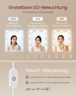 Colección VASAGLE Kailyn - Tocador con espejo e iluminación LED, mesa de maquillaje con 9 bombillas, 8 cajones, 3 estantes, 3 colores de luz, recto o en forma de L, blanco nube RDT140WB01