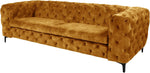 Sofá Chesterfield Riess Ambiente MODERN BAROCK 235 cm - amarillo mostaza - sofá de 3 plazas de terciopelo con núcleo de muelles, conjunto de salón