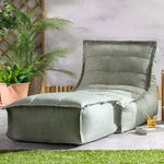 Puf Icon Dolce con reposapiés para adultos, verde salvia, puf para interior y exterior con relleno, bean bag, tejido resistente al agua, sillón cómodo para salón, sala de estar, dormitorio, jardín
