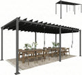 Pérgola de jardín Outsunny 3x5,7 m, cenador de jardín con techo de lamas ajustable a 90°, manivela, estructura de aluminio, protección UPF50+, pabellón para exterior, patio, terraza, gris oscuro