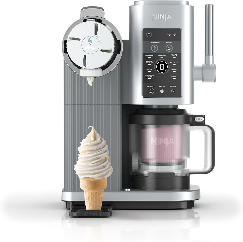 Heladera Ninja CREAMi Scoop & Swirl con 2 recipientes, 13 funciones, para helado, helado suave, gelato, sorbete, batidos y más, con función de mezcla, plata platino, NC701EU