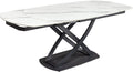Mesa de comedor extensible Riess Ambiente Inception - 130–190 cm - blanca - ovalada, cerámica con efecto mármol blanco, estructura de metal negro