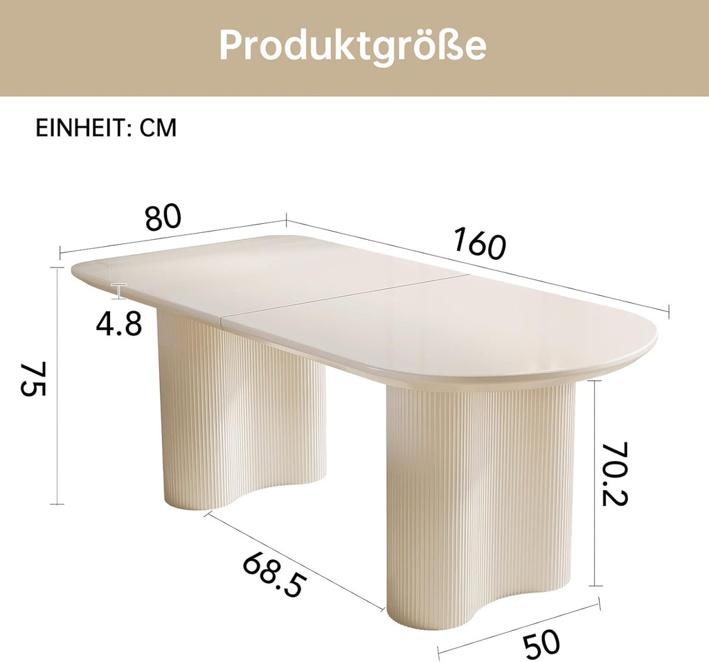 Mesa de comedor blanca con patas de columna, mesa minimalista moderna para 4-6 personas, ideal para comedor, cocina y espacios pequeños, diseño que ahorra espacio, elegante y duradera, solo mesa de comedor. (160 cm)