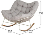 Grand Patio Mecedora para jardín, sillón oscilante, sillón mecedora para sala de estar, silla de relax acolchada, capacidad de carga de hasta 150 kg para jardín, dormitorio, sala de estar, rincón, porche, blanco crema