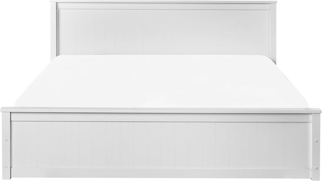 Beliani Holzbett weiß mit Bettkasten Lattenrost 180x200 cm hochklappbar Skandi Lambres