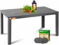 KESSER® Gartentisch 156x78cm für bis 6 Personen Esstisch Wetterfest & UV-Beständig | Outdoor Tisch mit pulverbeschichteter Stahl-Gestell & Kunststoff Tischplatte in Holz-Optik inkl. 6 Filz-Untersetzer
