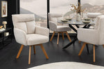 Silla giratoria Riess Ambiente Big George - Champán - Felpilla con reposabrazos madera de haya natural silla de comedor diseño retro