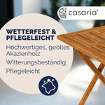 Casaria® Balkonmöbel Set 2 Personen Wetterfest Holz FSC®-zertifizierte Stühle Klappbar 160kg Belastbar Balkon Garten Terrassenmöbel Möbel 3-TLG. Akazie