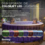 Jacuzzi inflable LED Bestway Lay-Z-Spa Hollywood para 6 personas, Ø 196x66 cm | 140 chorros AirJet, tira de luces LED con control remoto, calefacción hasta 40°C, 4 cojines de espuma
