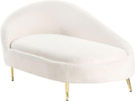 Chaiselongue Beliani izquierda bouclé crema blanco acolchado con estructura de metal dorado Valreas