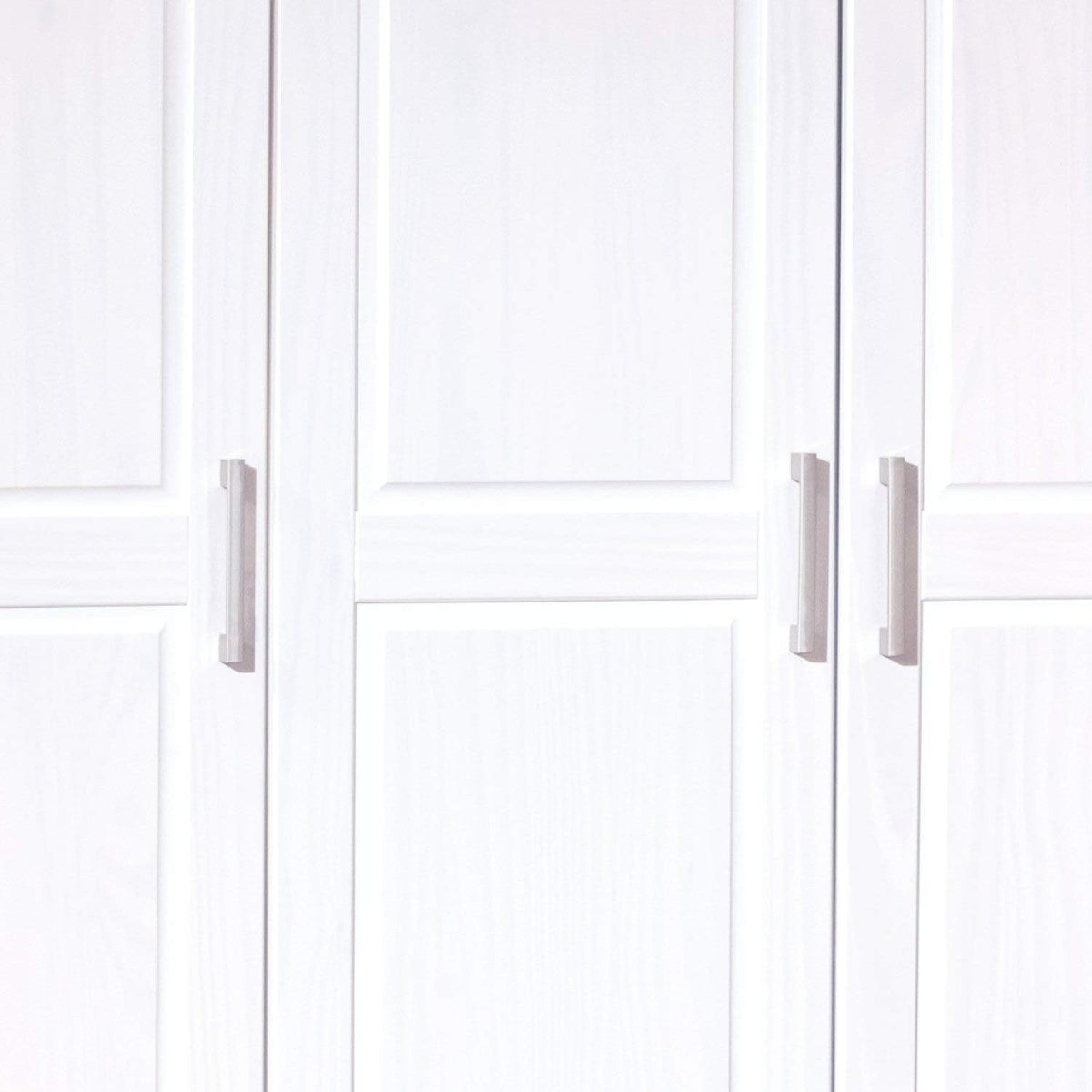Inter Link - Kleiderschrank - Drehtürenschrank - Wäscheschrank - Garderobenschrank - Schlafzimmerschrank - 3 Türen - Kiefer massiv - Magnus - Weiß lackiert