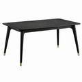 Mesa de comedor de madera negra con patas de metal 150x80x75 cm
