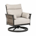Sillón giratorio de exterior con estructura de aluminio y columpio de poliéster, beige