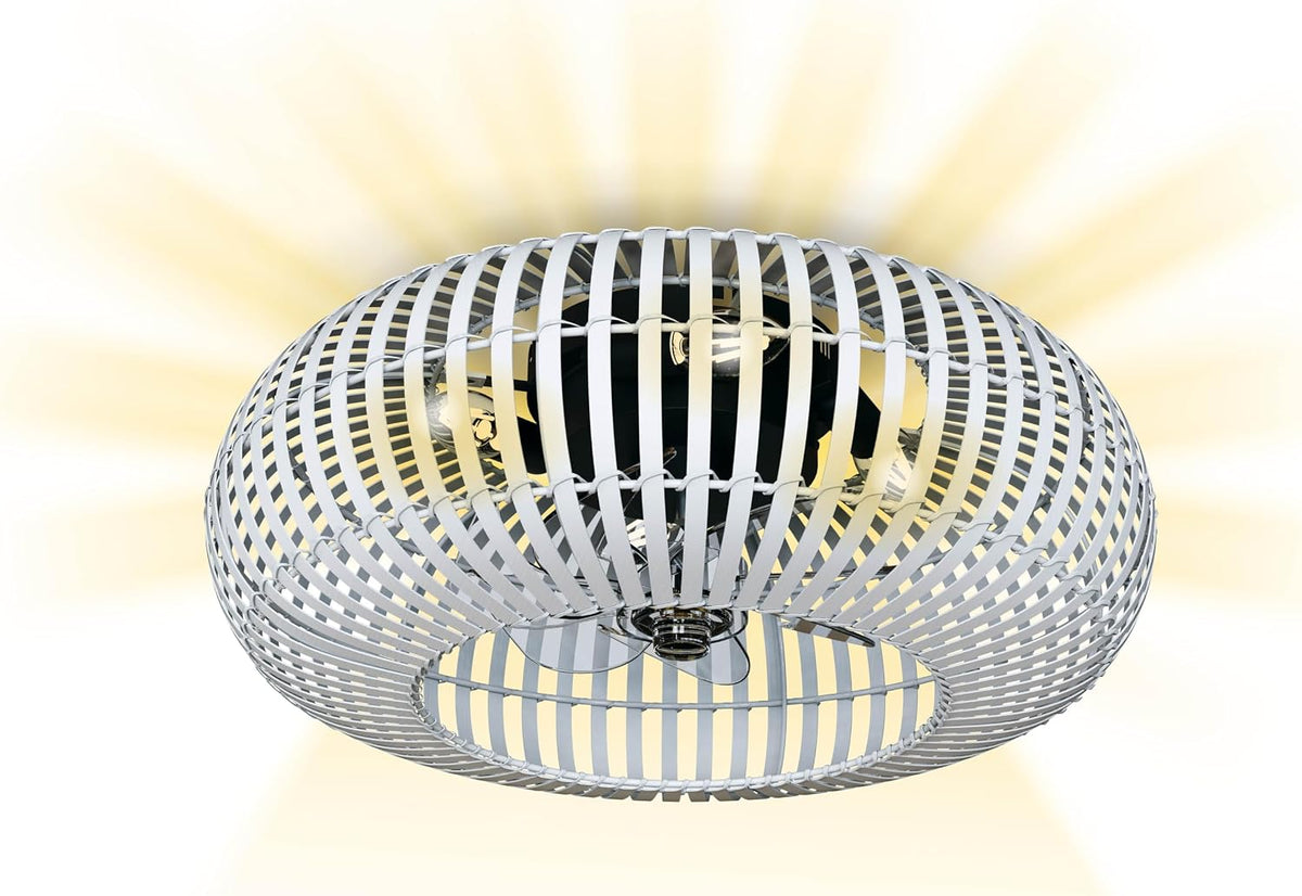 Ventilador de techo inteligente Varin® con luz, Wi-Fi Tuya, Ø 50 cm, lámpara de techo con ventilador, ventilador con luz de techo con 4 casquillos E27 (sin bombillas), mando a distancia, bambú blanco