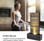 Fuente de jardín blumfeldt Raincastle para interiores y exteriores Allround Edition - circulación de agua constante, cable de alimentación extralargo de 10 m, 12 LEDs, bomba de 8 W, grado de protección: IPX8, 10 kg, gris grafito