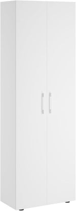 Set de armarios multiusos Bellamio de 2 piezas – Conjunto de armarios con archivador y armario escobero en blanco – Armario despensa con compartimento para aspiradora – Armario para el hogar de madera de 60 cm de ancho – Armario multiusos de 2 unidades