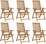 vidaXL 6X Sillas de jardín plegables de madera maciza de acacia, sillas de comedor para terraza, balcón y muebles de exterior
