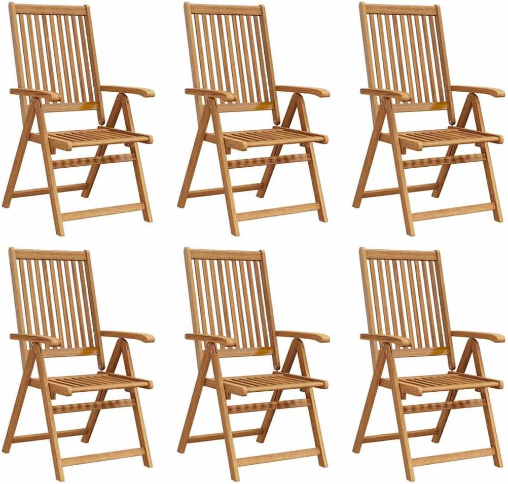 vidaXL 6X Sillas de jardín plegables de madera maciza de acacia, sillas de comedor para terraza, balcón y muebles de exterior