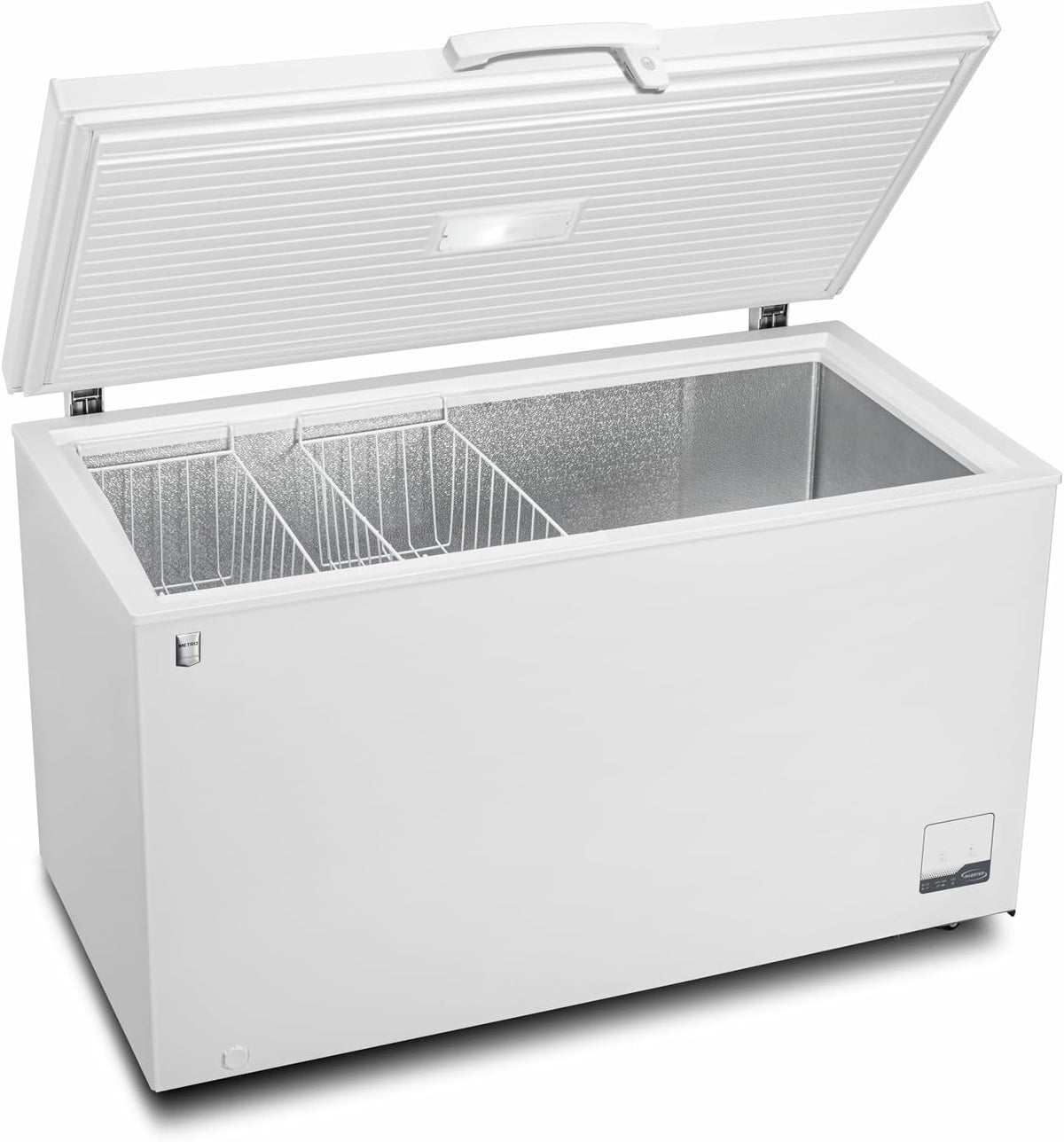 METRO Professional Arcón congelador GHF2500, 500 L, 125 W, congelador horizontal, 2 cestas de almacenamiento, cerradura de puerta, alarma de temperatura, ruedas, blanco