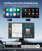 CarPlay Coche 9: Pantalla IPS HD brillante, visibilidad clara de día y de noche. Apple CarPlay y Android Auto inalámbricos, Bluetooth y WiFi 5GHz, navegación GPS, instalación fácil, cámara de marcha atrás (opcional)