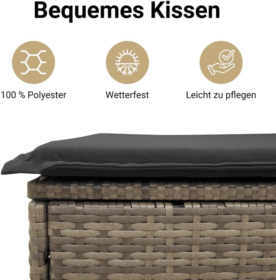 vidaXL Sofá de jardín de 2 plazas con techo y reposapiés, sofá de exterior, muebles de jardín, set de salón para patio, muebles de terraza biplaza, polirratán gris