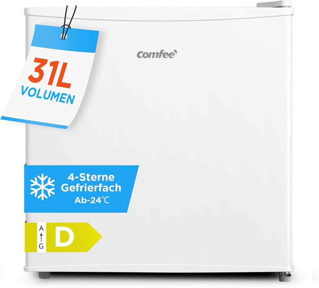 COMFEE RCU40WH3EU(E) 31L Mini Gefrierschrank (-24℃) mit Inverter-Kompressor, D-Energieeffizienz, 4-Sterne-Gefrierleistung, Leise 39 dB, Kompakter Tisch Gefrierschrank für Büro, Küche, Studentenhaus