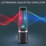 Purificador de aire, termoventilador y ventilador 3 en 1 Rowenta QU5062 Eclipse, filtra el 99,9 % de las partículas, para habitaciones de hasta 30 m², calentamiento rápido hasta 35 °C, modo automático de día y noche, negro/gris