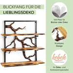 Estantería de pared Kobolo - Rama de árbol - 3 estantes - 59x20x66 cm - de hierro y madera