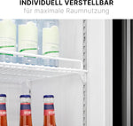 Refrigerador Bomann® con puerta de cristal | Refrigerador de bebidas con cerradura | 6 estantes de altura regulable | 30 kg por estante | 347 litros | Refrigerador grande | Refrigerador para botellas con luz LED | KSG 7351 negro