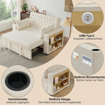 Sofá cama multifuncional 3 en 1 Merax con almacenamiento, USB y portavasos – Sofá cama de 2 plazas moderno y extensible para salón y habitación de invitados