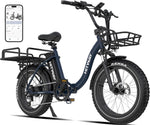 Bicicleta eléctrica HITWAY BK6S Plus con batería de 48V 27Ah y autonomía de 110-150 km, bicicleta eléctrica urbana de 20 pulgadas con neumáticos anchos y doble cesta portaequipajes, motor de 250W, 25 km/h, cambio de 7 velocidades