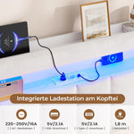 Cama tapizada AOGLLATI 140x200 con almacenamiento, cama hidráulica con iluminación LED y estación de carga, cama juvenil, cama doble, estructura de cama con cabecero de terciopelo - Sin colchón (terciopelo beige, 140x200 cm)