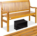 KESSER® Banco de jardín de madera, resistente a la intemperie | Para 3 a 4 personas | Banco de parque de madera maciza | Banco con capacidad de carga de 320 kg, 150 cm | Banco para balcón, terraza y jardín, incl. funda, marrón claro