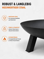 Brasero Grillfürst de acero de Ø 120 cm - brasero para jardín o terraza, sólido, duradero y resistente al calor, para hogueras o como zona de cocción, diámetro 120 cm