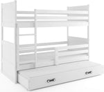 Interbeds Etagenbett für 3 Kinder Stockbett Hochbett 200x90 cm Holzbett Kiefernholz Kinderbett zusätzlicher Schlafplatz in der Schublade Jugenbett mit Lattenrost und Rausfallschutz