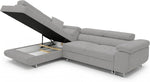 Ecksofa mit Schlaffunktion PASTI L-Form, Sofa Couch mit Bettkasten, 3-Sitzer Eckcouch, Schlafsofa für Wohnzimmer, Big Sofa Couch mit Schlaffunktion (Easy Clean Hellgrau, Ottomane Links)