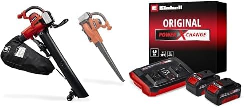Einhell Akku-Laubsauger GE-CL 36/230 Li E Power X-Change (Li-Ion, 18 V, 230 km/h, max. 225 m³/h, 45 L Fangsack, Saug-/Blasfunktion, Turboschalter, inkl. Saug-/Blasrohr, 2x 4,0 Ah Akku und Twincharger)