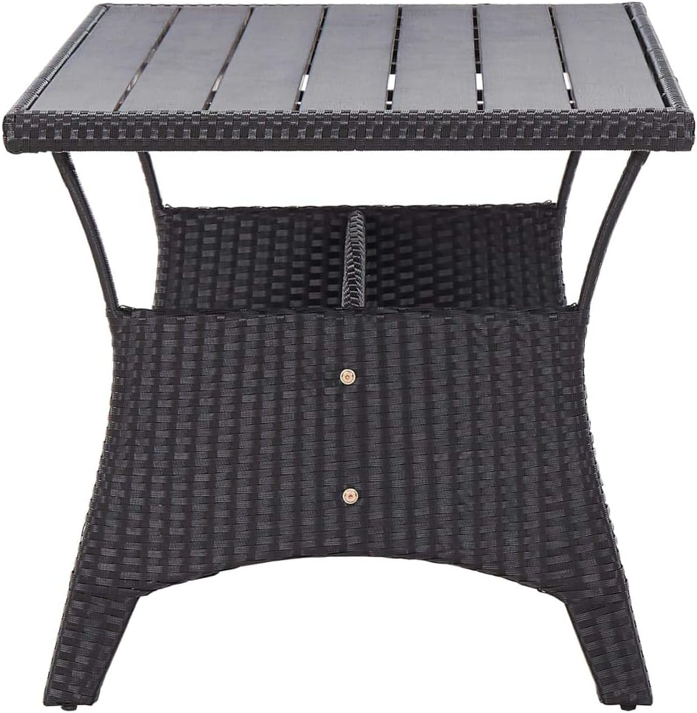 vidaXL Mesa de jardín mesa de comedor de jardín mesa de terraza mesa mesa de balcón muebles de jardín exterior terraza negro 120x70x66cm polirratán estructura de acero