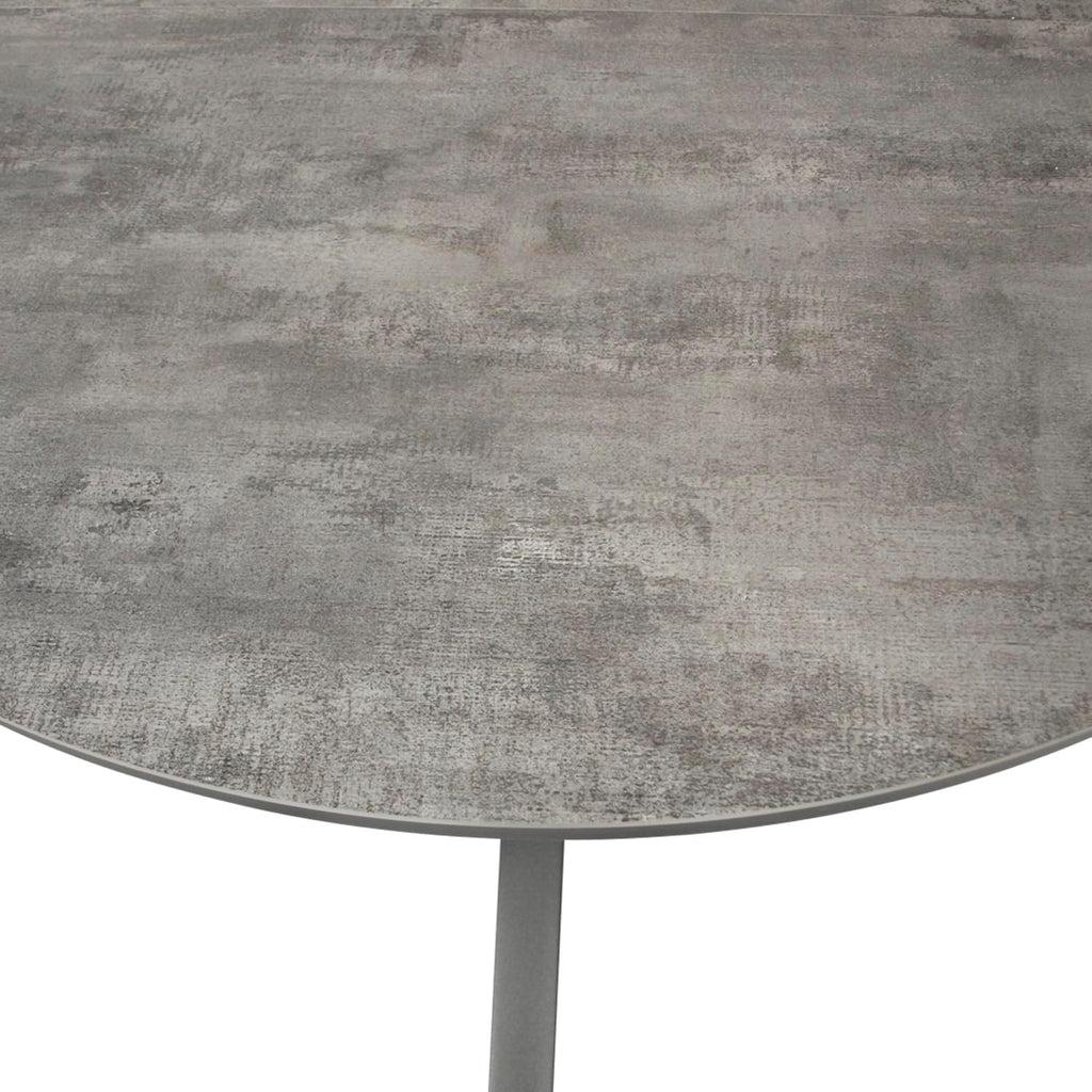 DEGAMO Gartentisch Ausziehtisch Lyon 140cm rund, ausziehbar auf 200cm, Aluminium anthrazit + ECP in Keramikoptik hellgrau, Outdoor