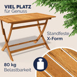 Conjunto de mesa de jardín certificado FSC para 4 personas, 200 cm, 160 kg, resistente a la intemperie, plegable, 5 piezas, acacia con reposabrazos, marrón