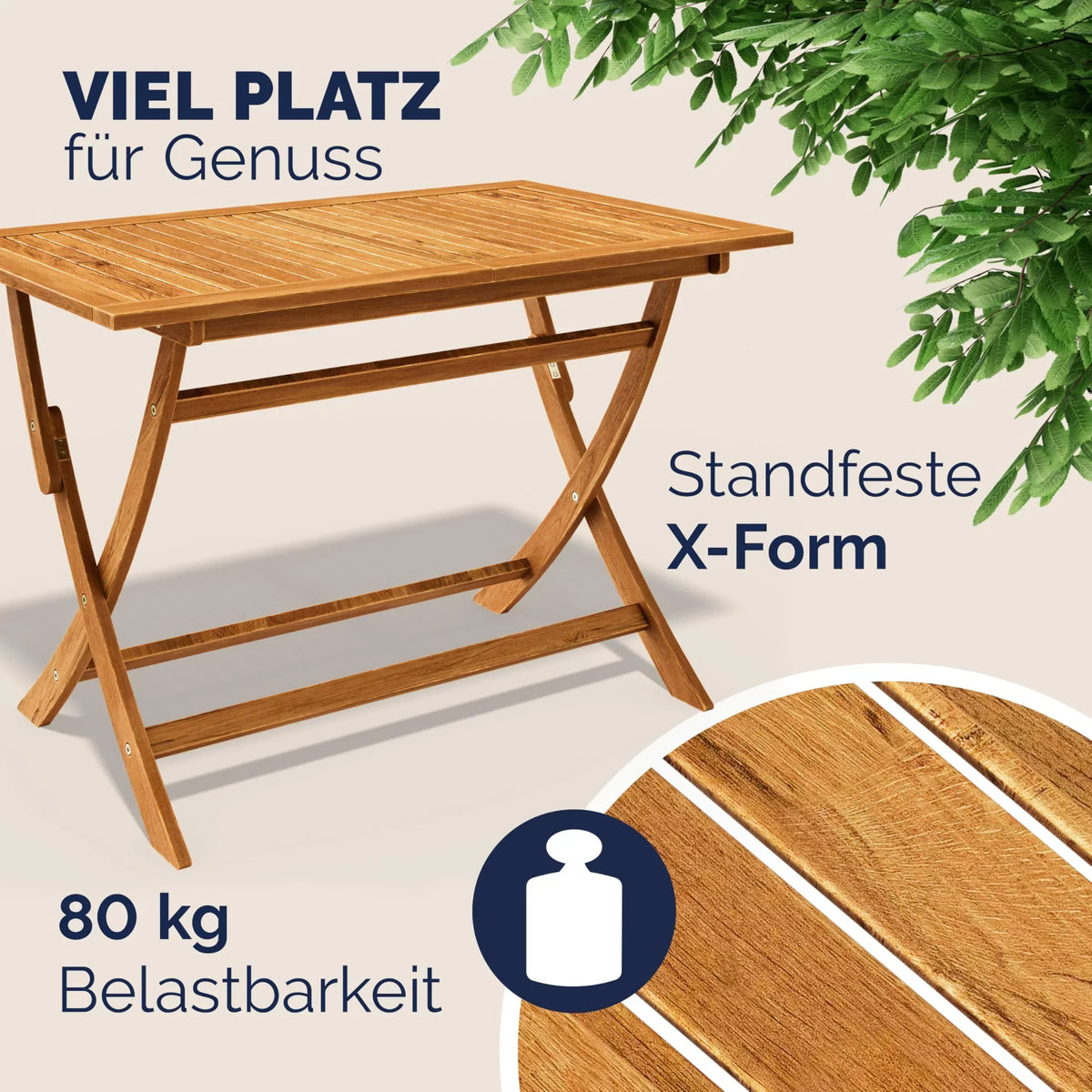 Conjunto de mesa de jardín certificado FSC para 4 personas, 200 cm, 160 kg, resistente a la intemperie, plegable, 5 piezas, acacia con reposabrazos, marrón